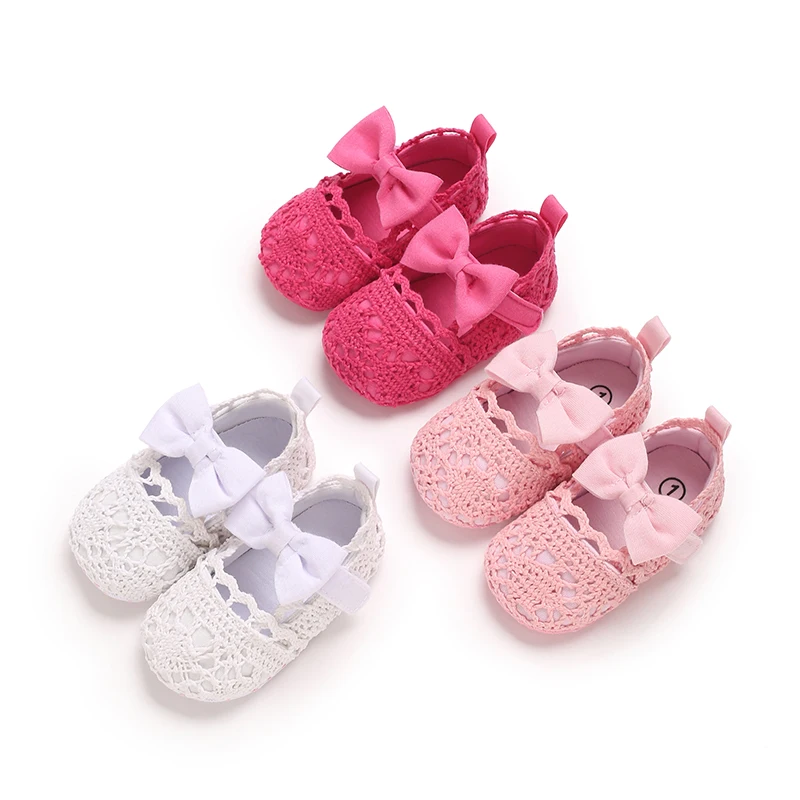 Baby Girl Sweet Bow Shoes 0-18M Soft Sole First Walker Comfortable Spring Autumn Casual Lightweight Newborn