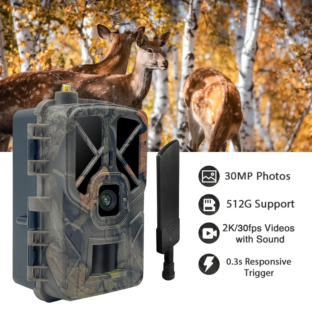 

HC-935Pro 2K Outdoor 4G APP Hunting Camera Wireless 30MP Trail and Game Camera Infrared Night Vision Wildlife Animal Scouting