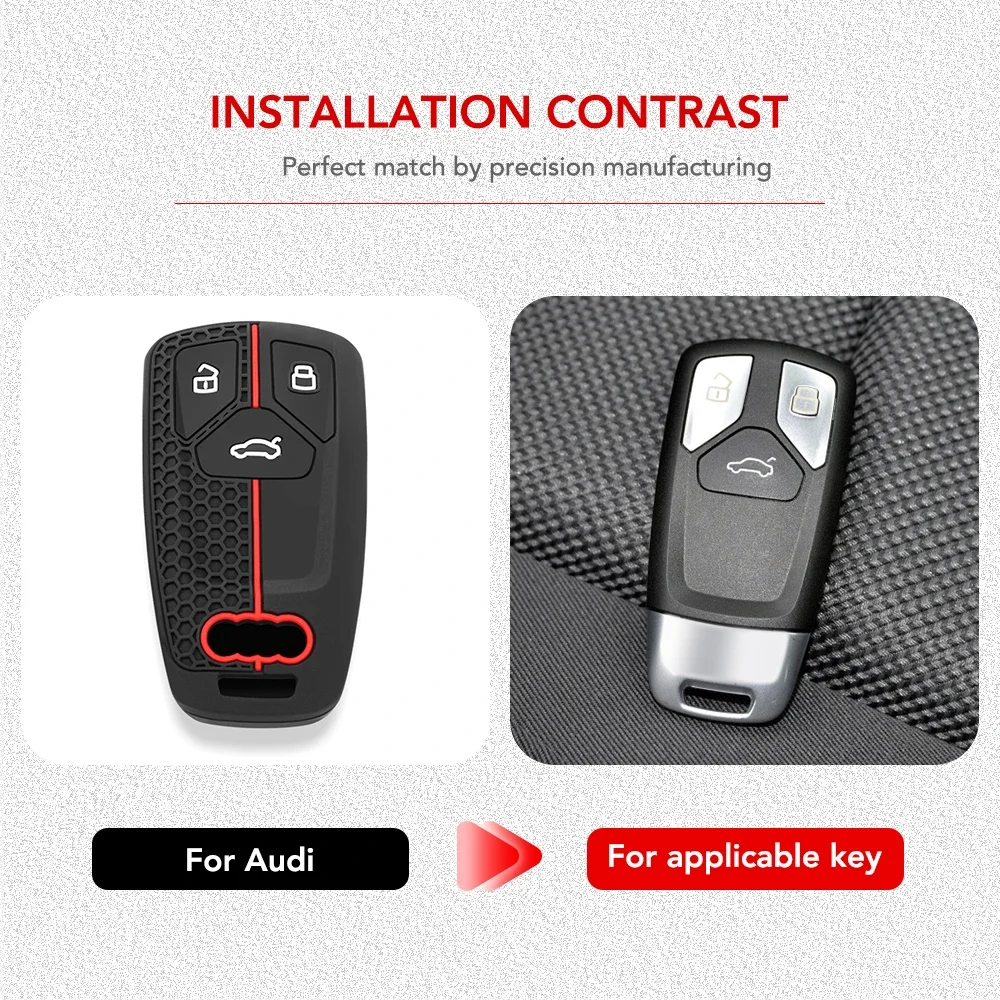 Silicone Remote Key Case Holder For Audi A5 A4 B9 TT Q7 A6 Q5 Sline SQ5 8S 8W 4M S4 S5 S7 TTS TFSI RS Car Key Cover