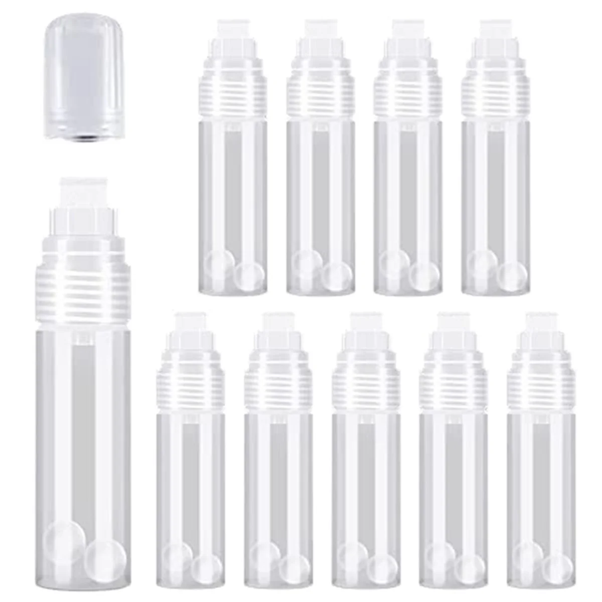 N82R 10 Pack Refillable Acrylic Paint Markers 15mm Empty Acrylic Markers Clear White Paint Marker Pens for Rock Painting Wood