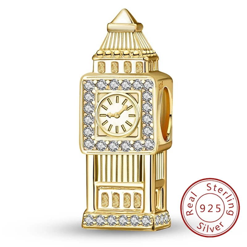 

925 Sterling Silver Luggage Clock Country Pendant Charm Ball Suitable for Bracelets DIY For Women's High Quality Jewelry