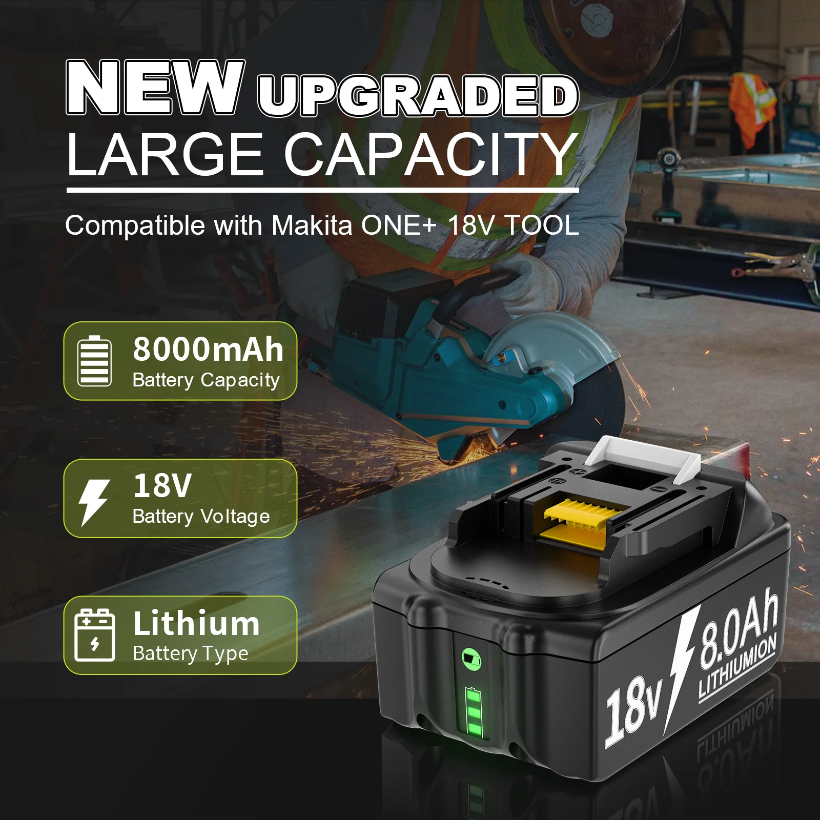 Для Makita BL1830 аккумулятор 8000 мАч 18 В BL1815 BL1860 BL1840 сменный для инструмента с зарядным устройством 4A Фото №2