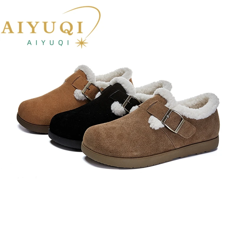 

AIYUQI 2025 new flat-soled plus velvet flat shoes for women winter women sneakers shoes comfortable fur female shoes for women