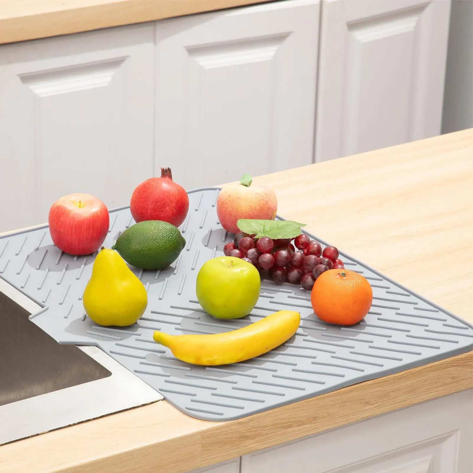 

Silicone Drying Mat For Kitchen Counter Heat Resistant Counter Dish Drying Mat Hygienic Quick Dry Drain Dishwashing Pad For
