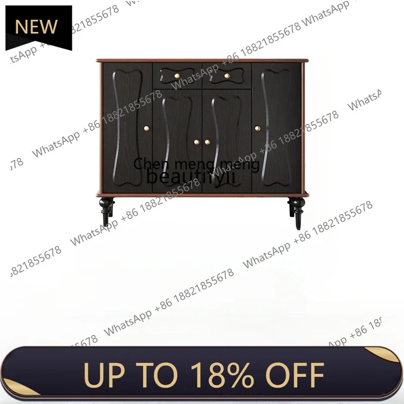 P178 خزانة خذاء سوداء المنزل الحديثة الحد الأدنى للغاية ضيق النمط الفرنسي خزانة ضوء مدخل فاخر مدخل شرفة تابوت