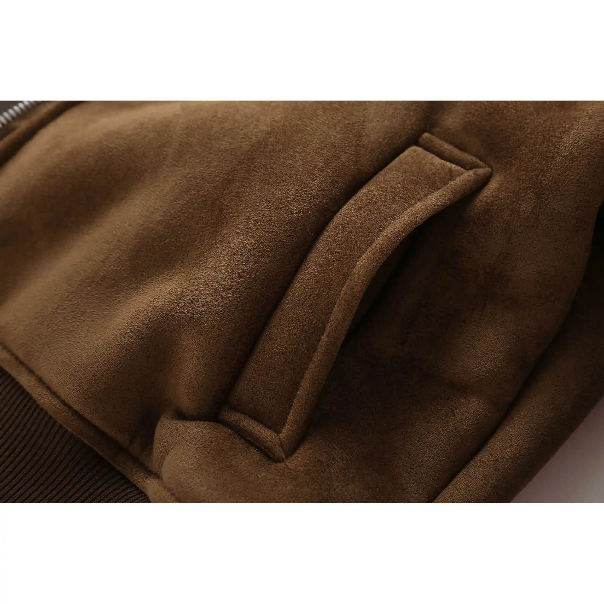 Jaet de gamuza con empalme de piel de cordero para mujer, abrigo informal de béisbol con corte holgado, informal, para invierno