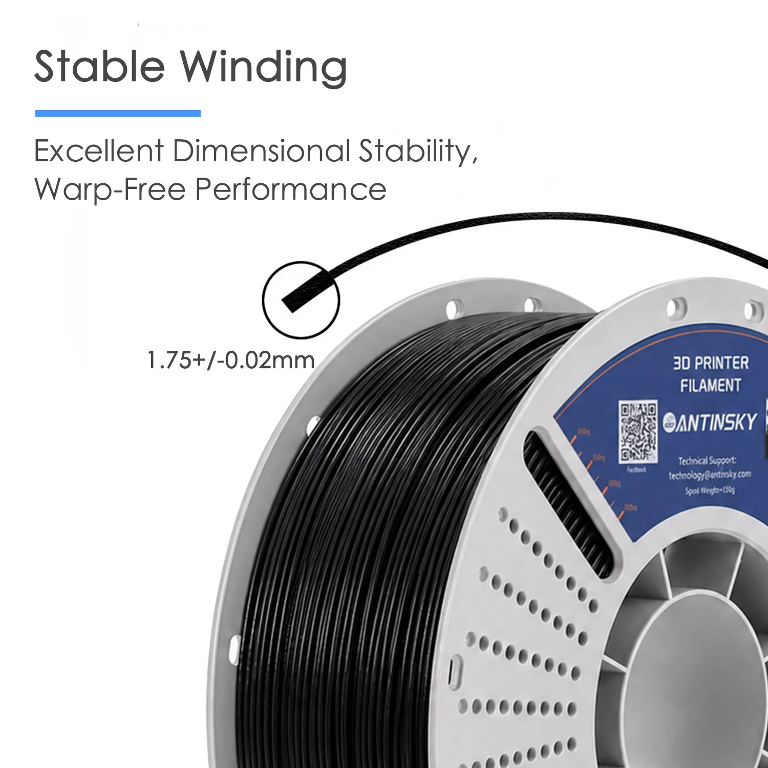 ANTINSKY PETG‑CF Filament 1.75mm 1KG, Carbon Fiber Reinforced PETG 3D Printer Filament, High Rigidity Strength Matte Industrial