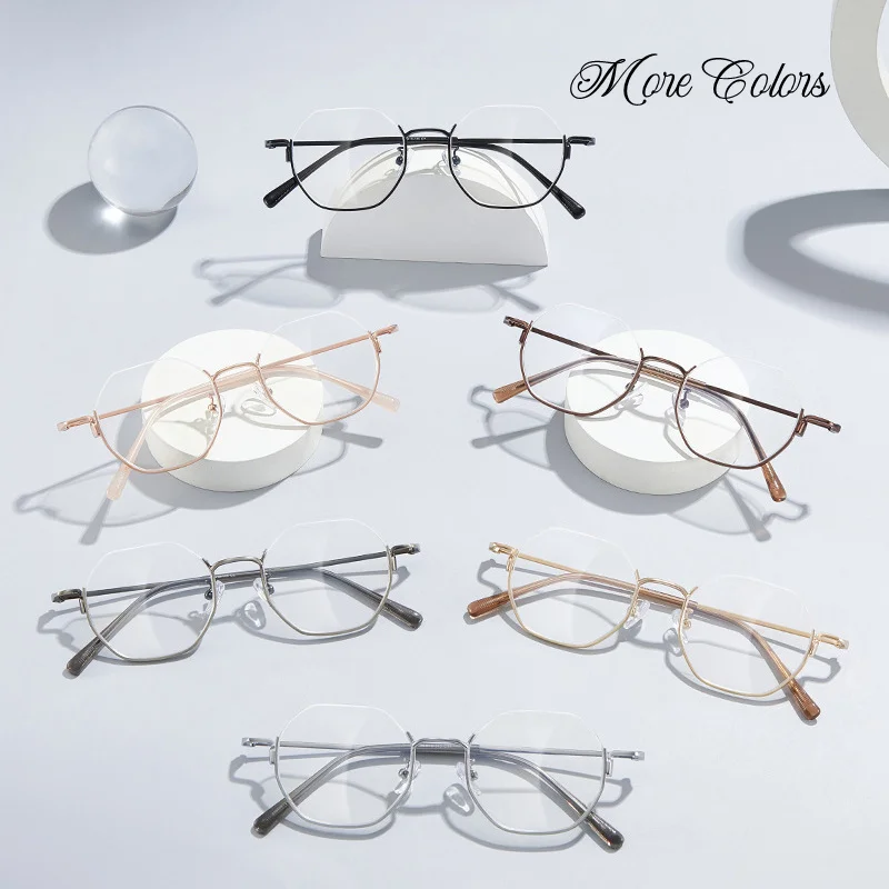 New Brand Design Polygon Small Half-frame Photochromic Anti Blue Ray Women Sunglasses Prescription Custom Progressive Glasses - Image 3