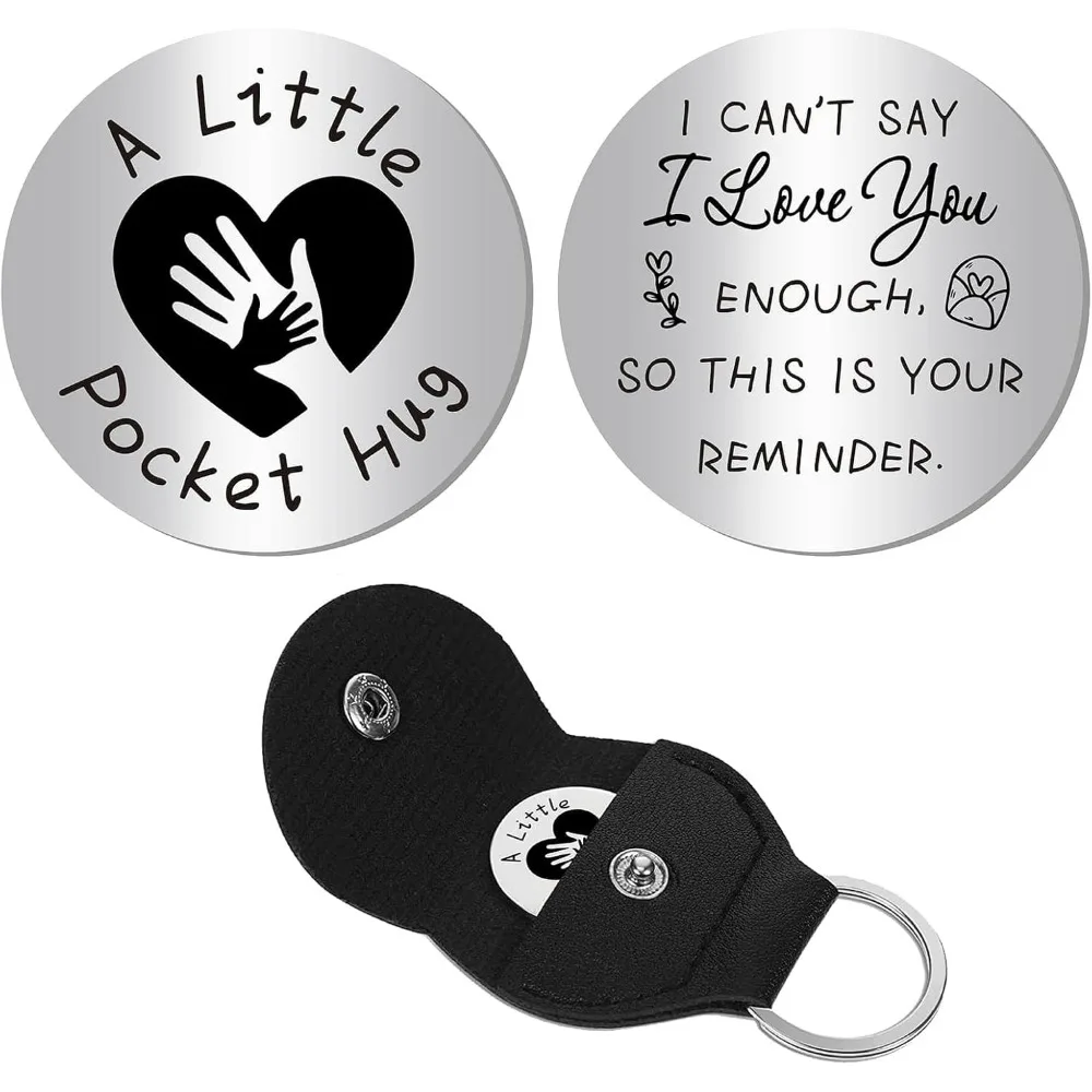 A Little Pocket Hug Token Black Heart Hand Long Distance Relationship Keepsake Engraved Stainless Double Sided Pocket making kit