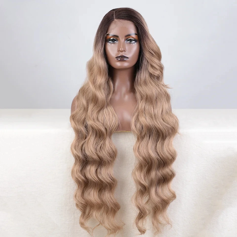 

Synthetic Lace Front Wig Long Wavy 36 " Body Wavy Side Part Lace Wig For Women Lace Front Wig Ombre Blonde Cosplay Wig