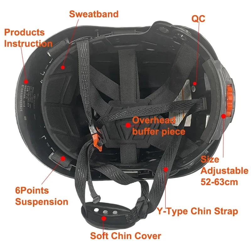 Carbon Fiber Color Safety Helmet With Led Head Light CE EN397 ABS Hard Hat ANSI Industrial Work At Night Head Protection