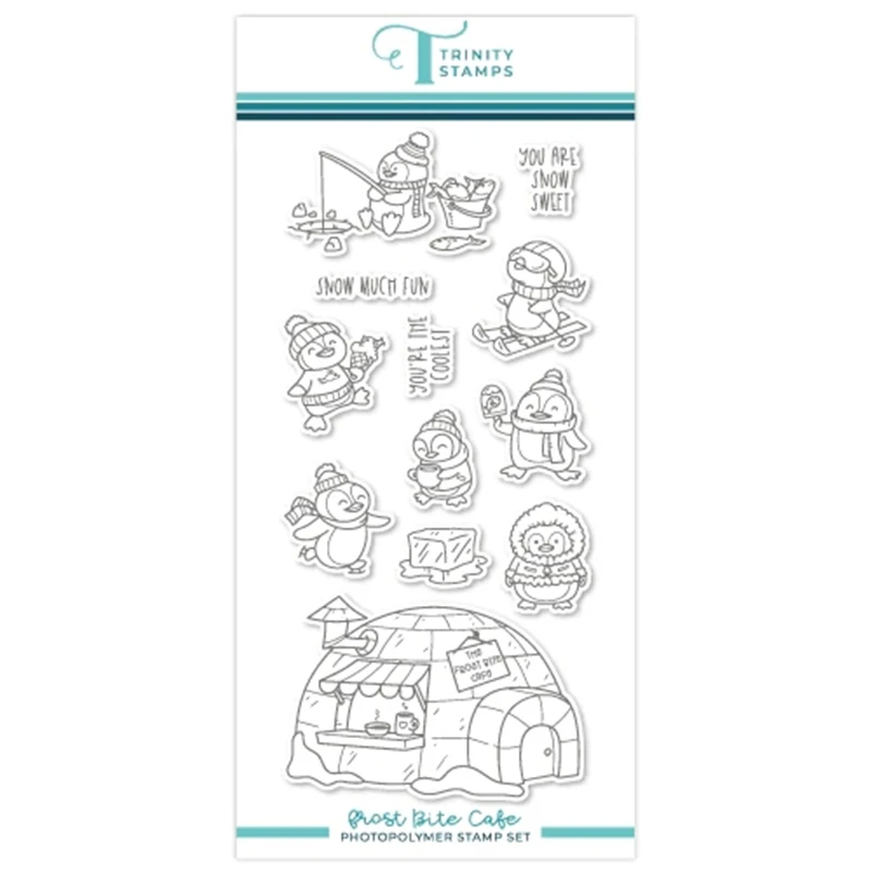 New 2023 Christmas Frost Bite Cafe Metal Cutting Dies Scrapbooking For Paper Making Embossing Frame Card Clear Stamps Set