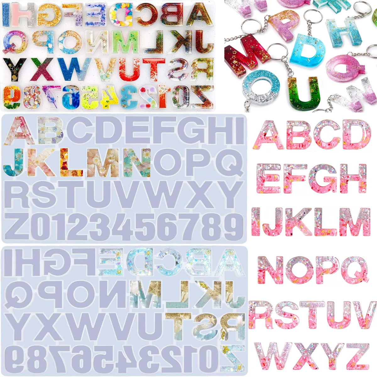 Alphabet & Number Silicone Resin Mold for Epoxy Resin Casting Silicone Mold for DIY Making Keychain Handmade Diy Craft
