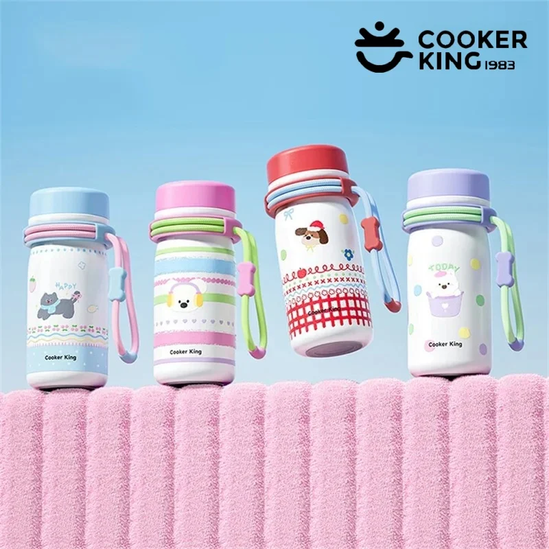 كوب ترمس 350 مللي من كوكر كينج مع حزام من الفولاذ المقاوم للصدأ زجاجة مياه معزولة بنمط كرتوني كوب قهوة للمنزل/المكتب أدوات للشرب #1