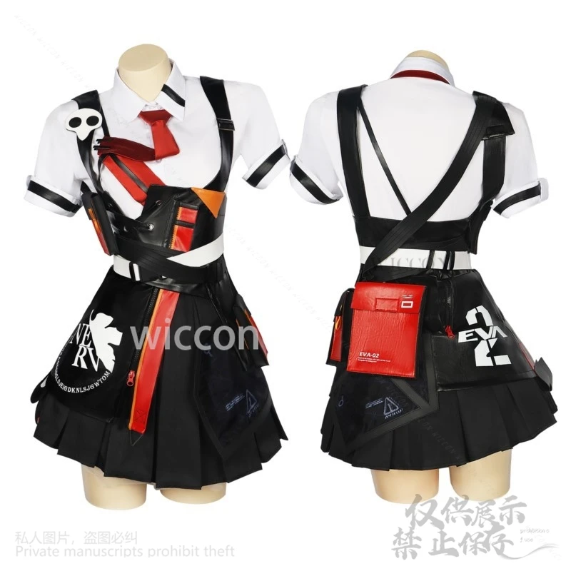 Costume de Cosplay Asuka Langley Soryu du Jeu Honkai Impact, Robe JK, Accessoires Lolita, Perruques Personnalisées pour Femme et Fille, Halloween