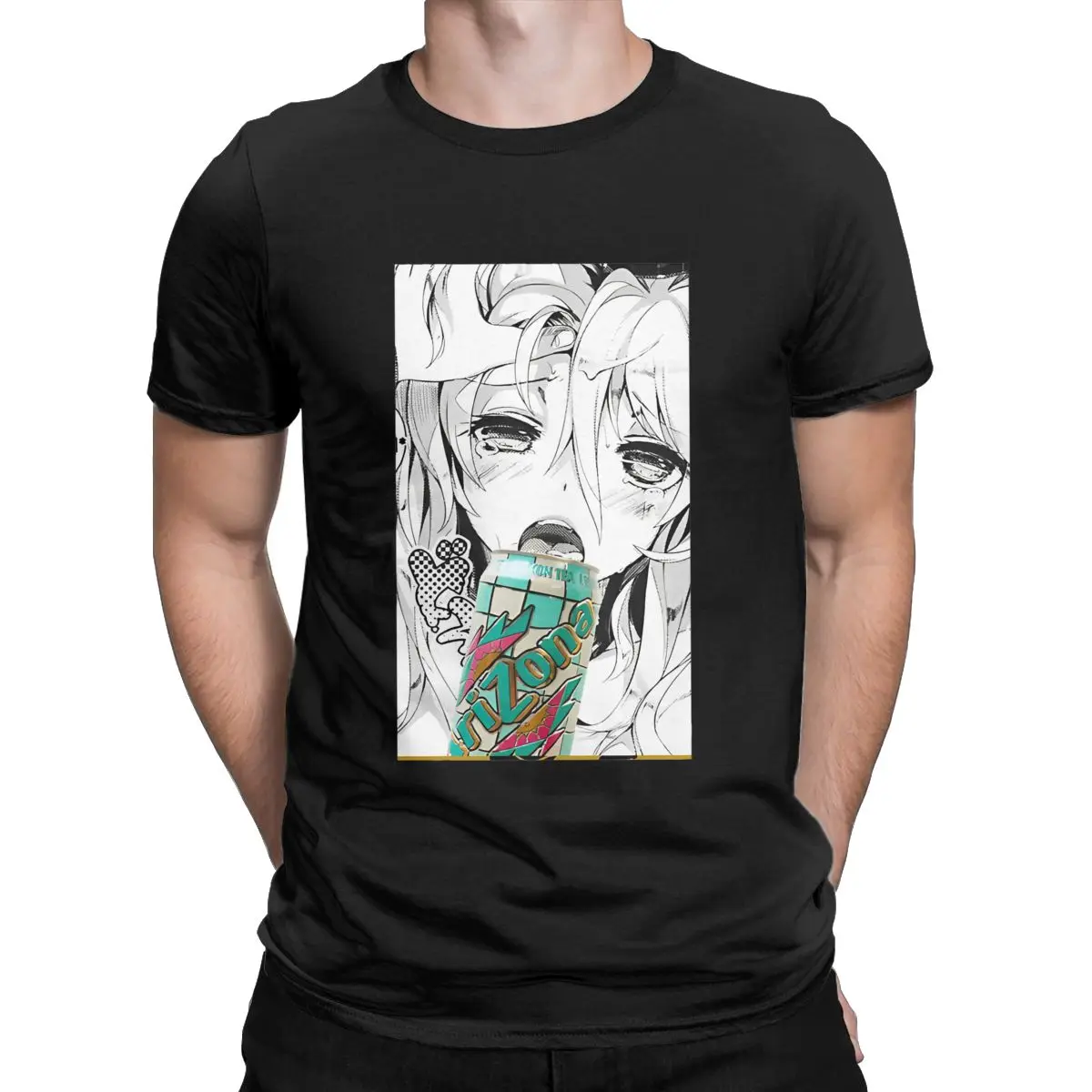 Men T-Shirts Anime Can Lewd Hentaii Vintage 100% Cotton Tee Shirt Short Sleeve T Shirts Crewneck Tops Printed