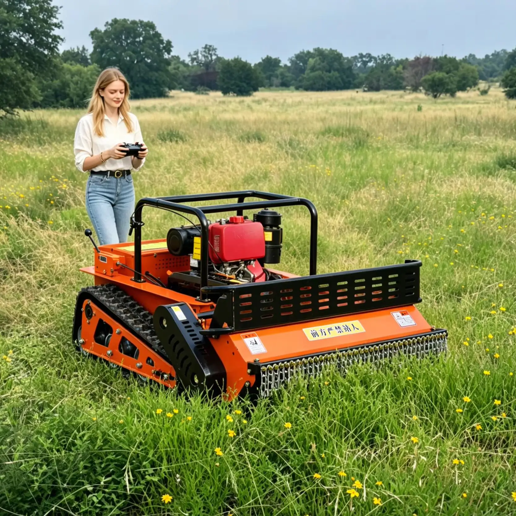 Customized Tracked Diesel Lawn Mower Remote Control CE EPA Approved Thick Blades GPS Navigation Durable Grass