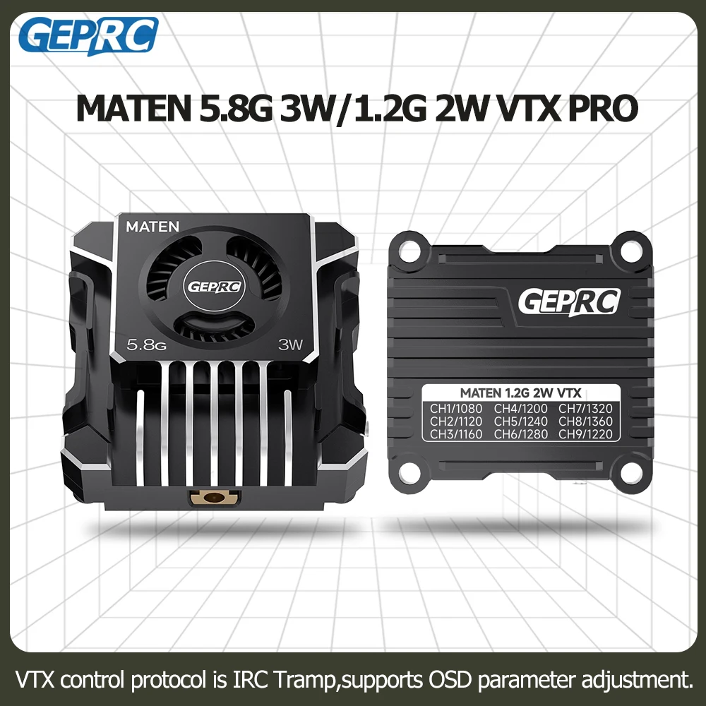 GEPRC MATEN 5.8G 3W VTX PRO 3000mW Transmitter Transmitting Module 1.2G 2W VTX 2000mW Mode 1080MHz-1360MHz For Long Range Drones