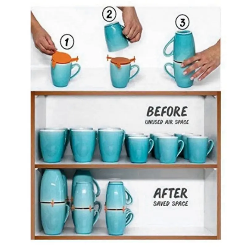 Professional Grade 9X Stackable Stacked Shelf For Coffee Cups, Glasses And Cups, Adjustable Cup Organizer For Cabinets,