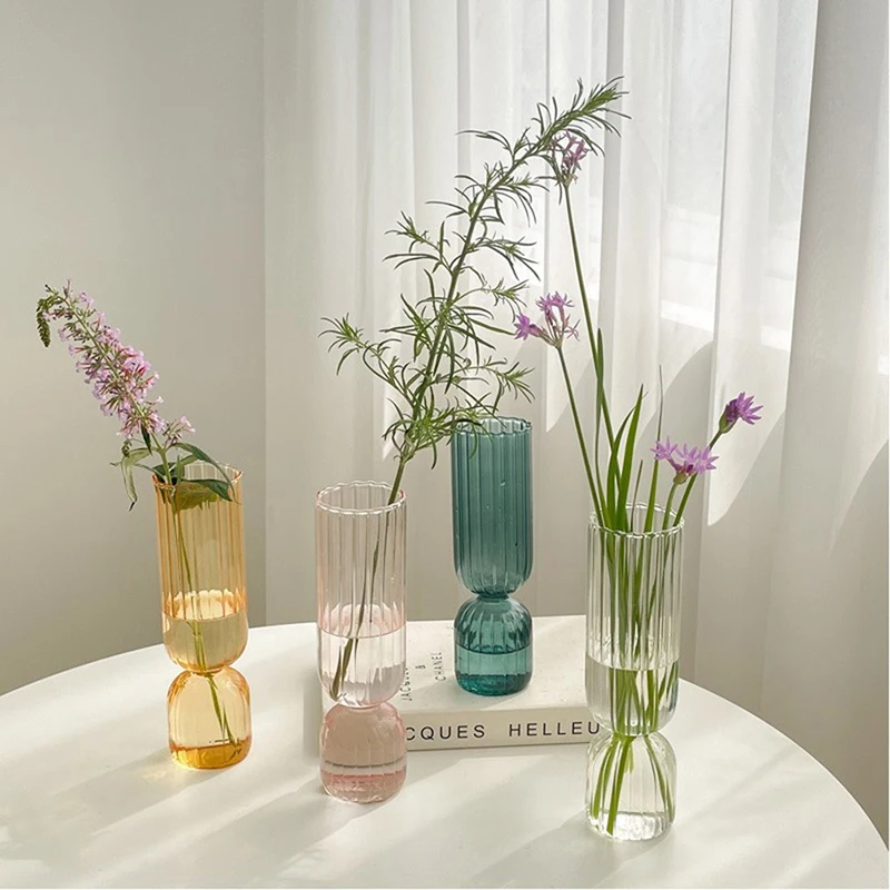 Nordic Glass Vase Small Glass Vases Flower Arrangement Home Decoration Accessories Modern Living Room Glass Ornament