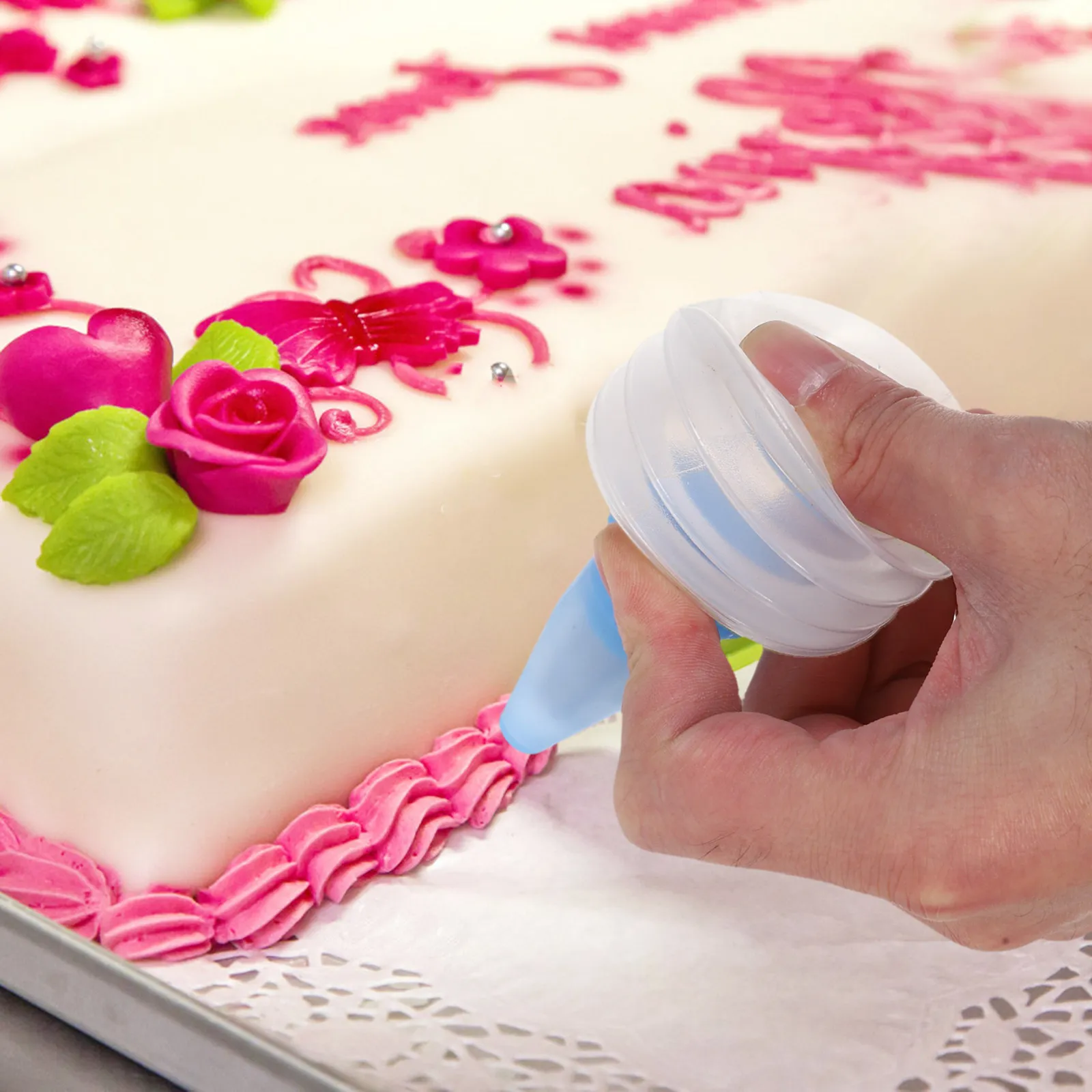 6Pcs Cream Jugs Precise Pressure Icing Bottles Reusable Frosting Container Cake Writing Pastry Decorating Bottles Cookie Piping