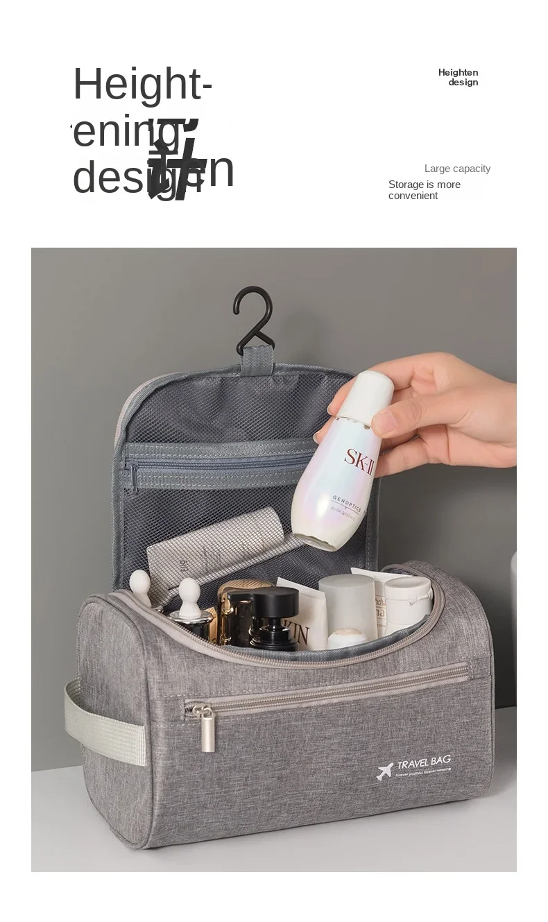 Wasserdichte Männer Kosmetische Lagerung Tasche Hohe Kapazität Nylon Reise Kulturbeutel Organizer Hängen Frauen Zipper Make-Up Waschen Beutel – Detail 10