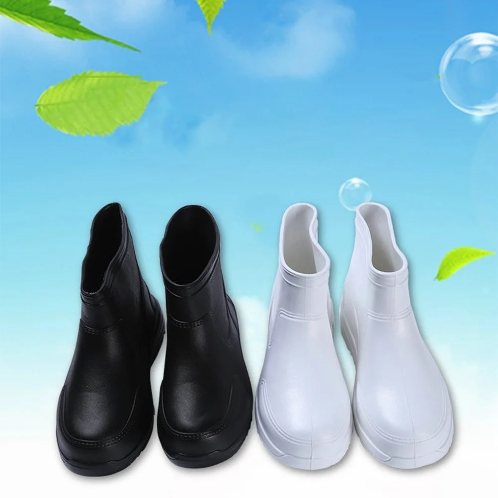 1 قطعة 1 زوج رشاقته أحذية المطر حجم 45-مقاومة عدم الانزلاق حمض القلويات مقاومة منخفضة علبة الأحذية للرجال مقاوم للماء #3