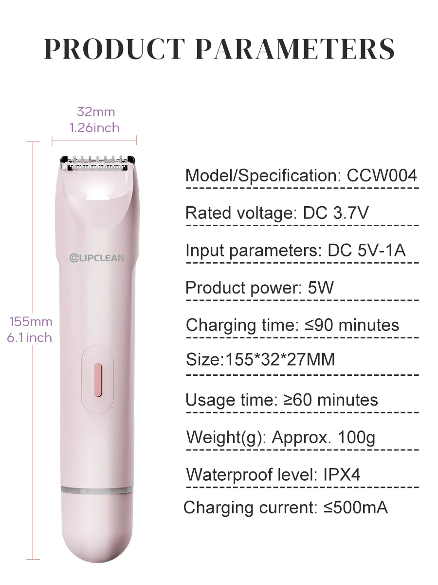 Doppelseitiger Keramik-Haarschneider für Damen, USB-Aufladung, für Gesicht, Körper, Arme, Oberschenkel und Bikinizone, Pflegeset – Detail 9