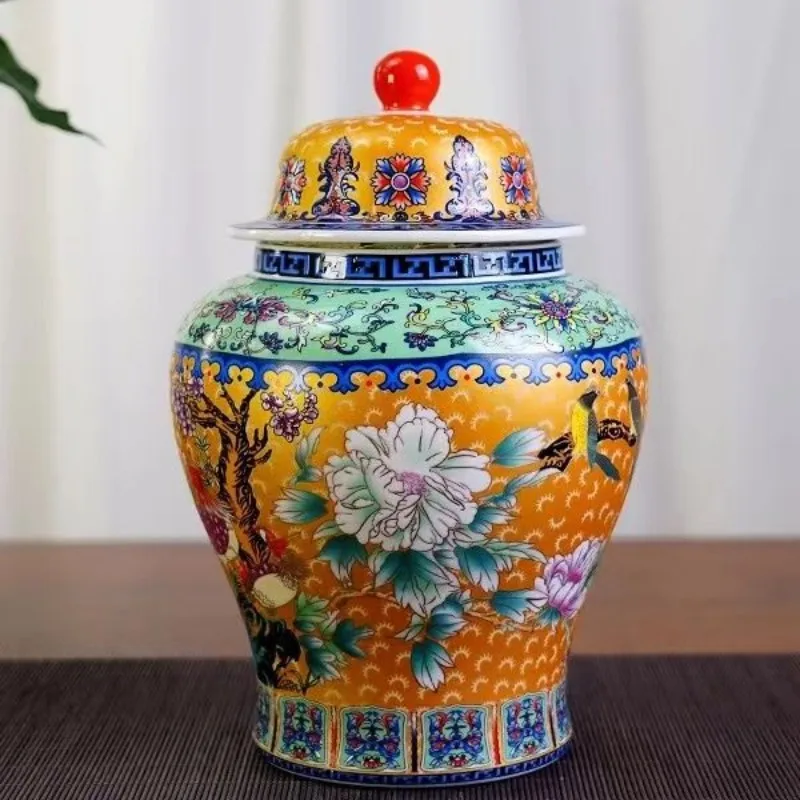 

Enameled General Tea Canister Ceramic Large Size Leaf Tea Storage Jar with Seal Tea Moisture-Proof Coffee Sugar Food Storage Jar