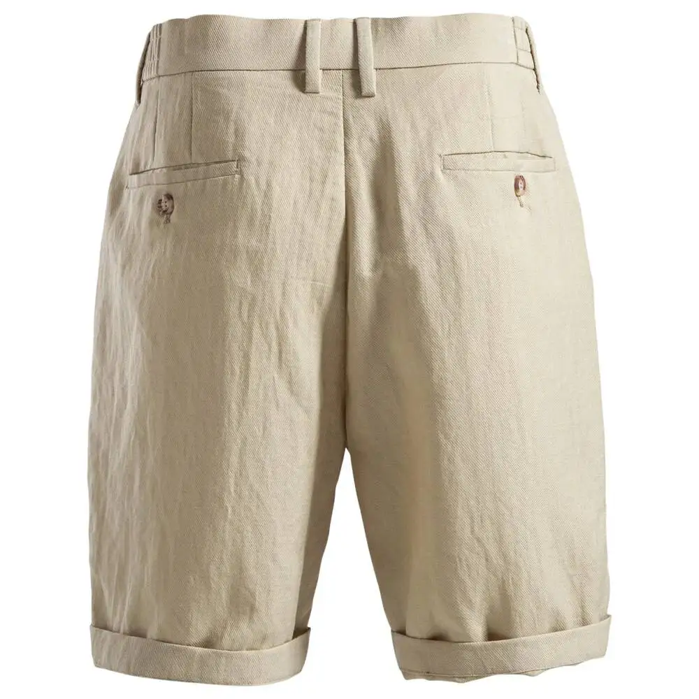 

Men's Comfortable Elastic Waist Solid Color Cotton Linen Blend Multi Pocket Breathable Quick Dry Summer Shorts