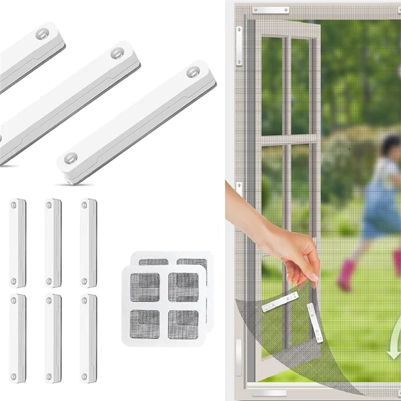 A04G-Universal Magnetic Strips 12 Pcs Strong Magnet Self-Adhesive Clips For Screen Fixing For Curtain Mesh Nets