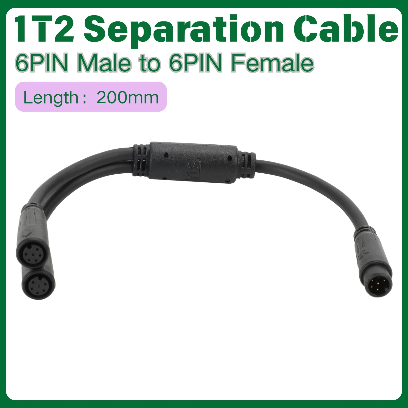 1Pcs Y Splitter E-bike Cable 1 Male to 2 Female 2 3 4 5 6 Pin Electric Bicycle Plug for Scooter Brake Signal Sensor  20cm