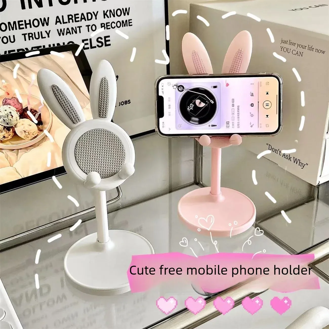 

Милая подставка для мобильного телефона в виде кролика, настольная, с функцией подъема и регулировки, аксессуар для телефона, держатель для телефона.