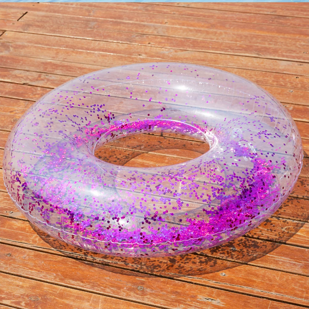 Transparent Glitter Pool Float Swimming Ring Adult Children Inflatable Pool Tube Boy Girl Water Sport Fun Accessory Swim Laps