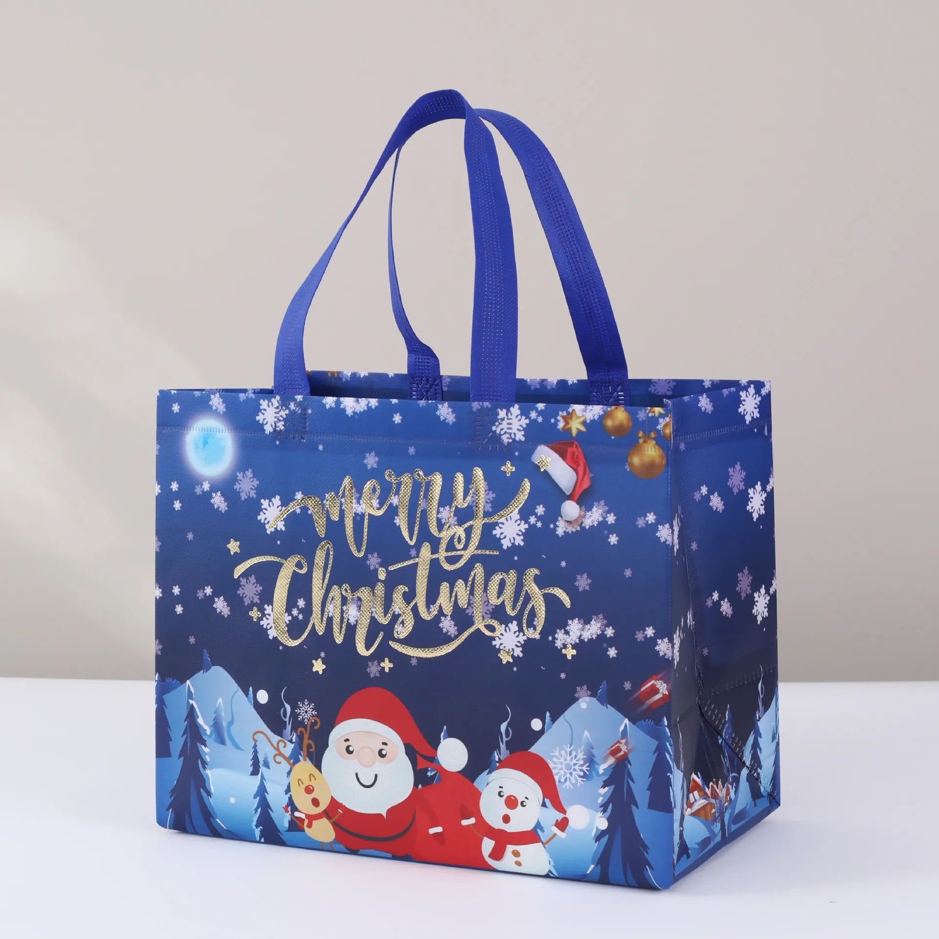 StoBag, borsa regalo di buon natale, grande Tote in tessuto Non tessuto con Design di babbo natale e pupazzo di neve, Shopping e decorazione,