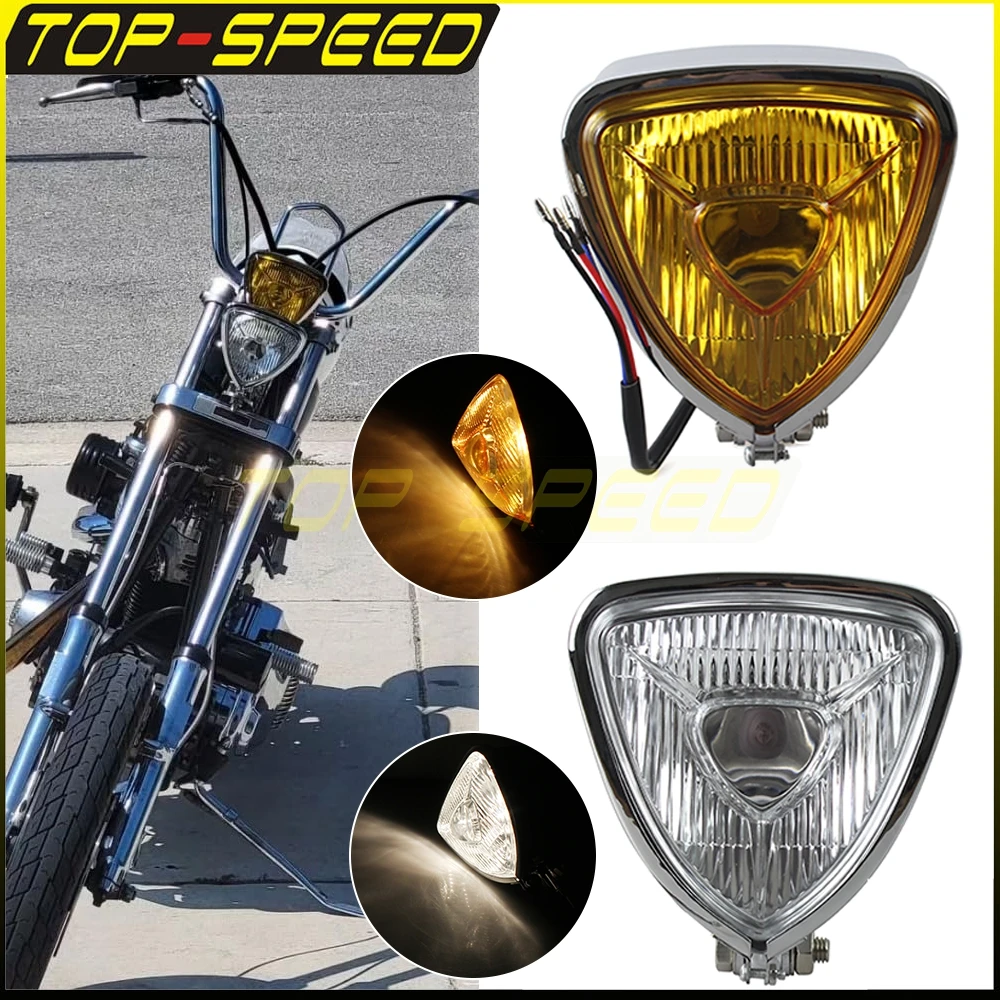 

Universal Motorcycles Triangle Headlight 12V High Low Beam Light For Harley Sportster Bobber Chopper Old School Retro Head Lamp