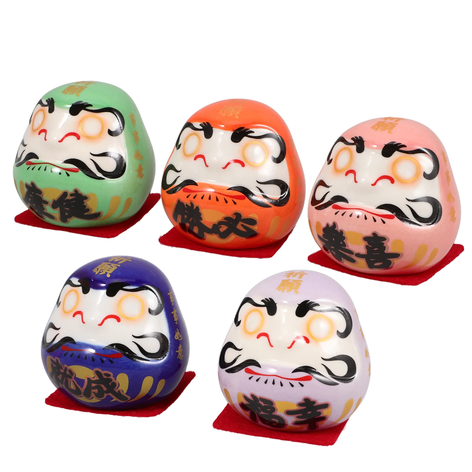 Dharma Decorations Car Mini Japanese Daruma Statue Porcelain Eggs Dashboard Ceramics Figurines Dolls Lucky Traditional