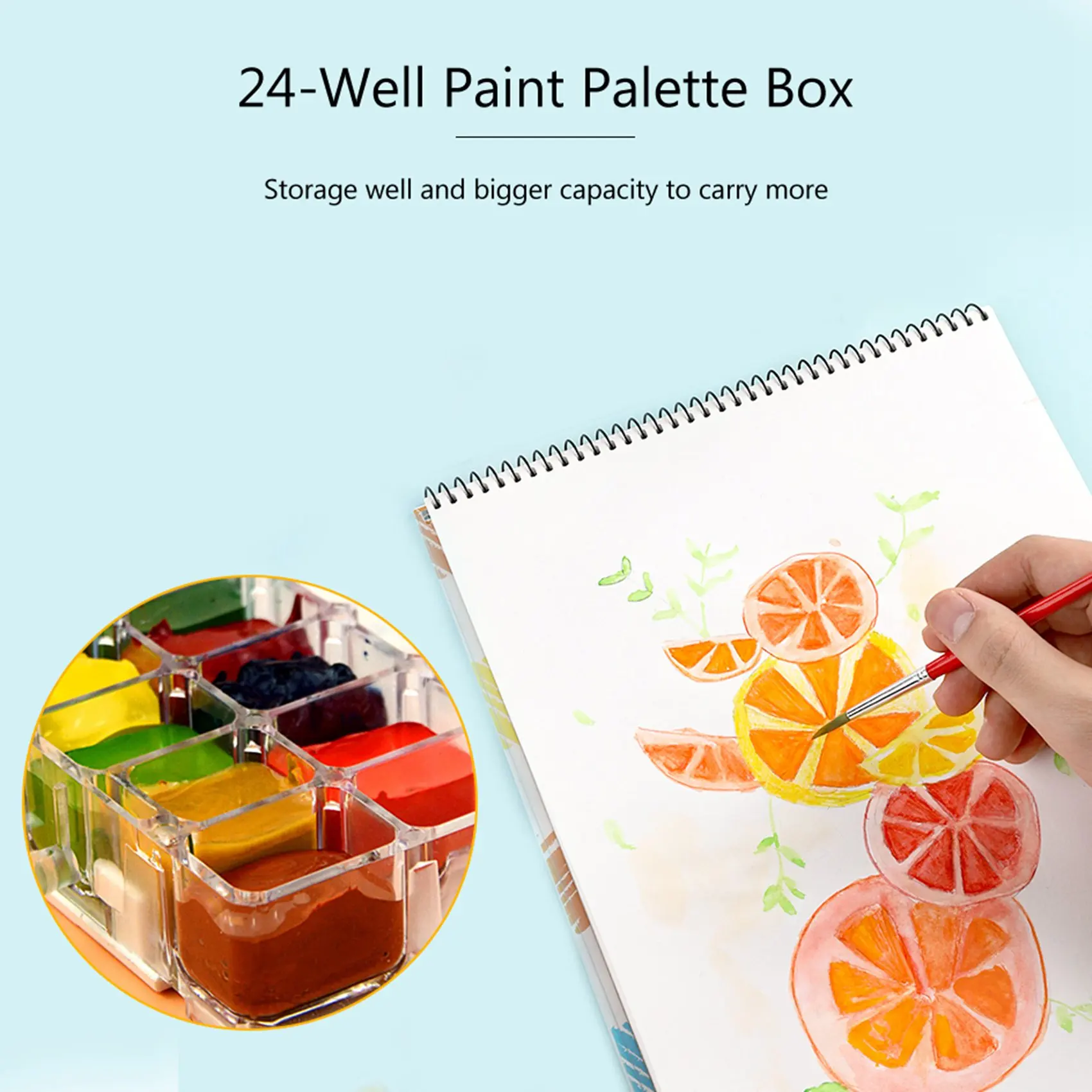 Voltvibe-24-Well Airtight Leak Watercolor Paint Palette Box For Watercolors Half Pans, Acrylic, Gouache And Oil Paint