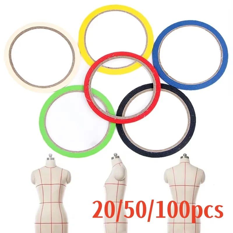 

20/50/100pcs 3mm*20m Draping Tape for Clothes Mannequin Pattern Making Sewing Whiteboard Marking Tape Thin Striping Art Tape