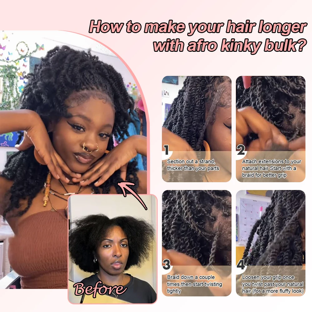 16 بوصة الأفرو غريب السائبة الشعر البشري مجعد موجة السائبة الشعر البشري ل Dreadlock تجديل حزم الشعر البشري الملونة ملحقات 50 جرام