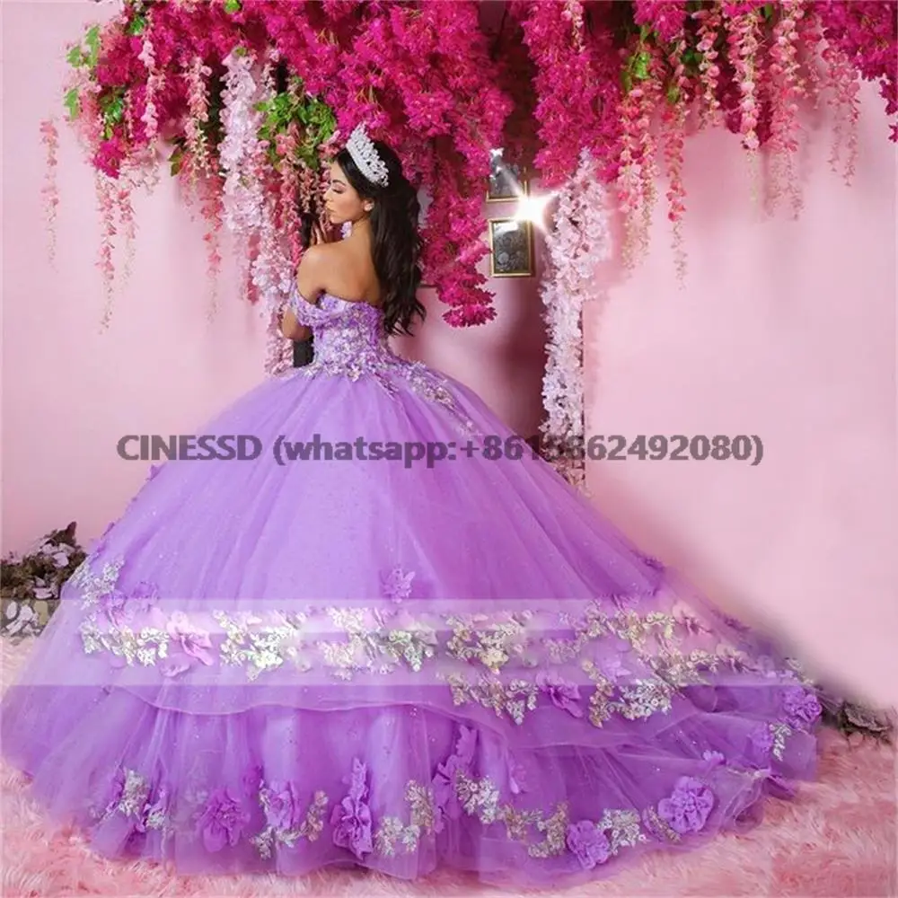 Lichtpaarse Prinses Quinceanera Jurk Gezwollen Baljurk Sweet 15 16 Jurk Afstudeerjurken Vestidos De 15 Años