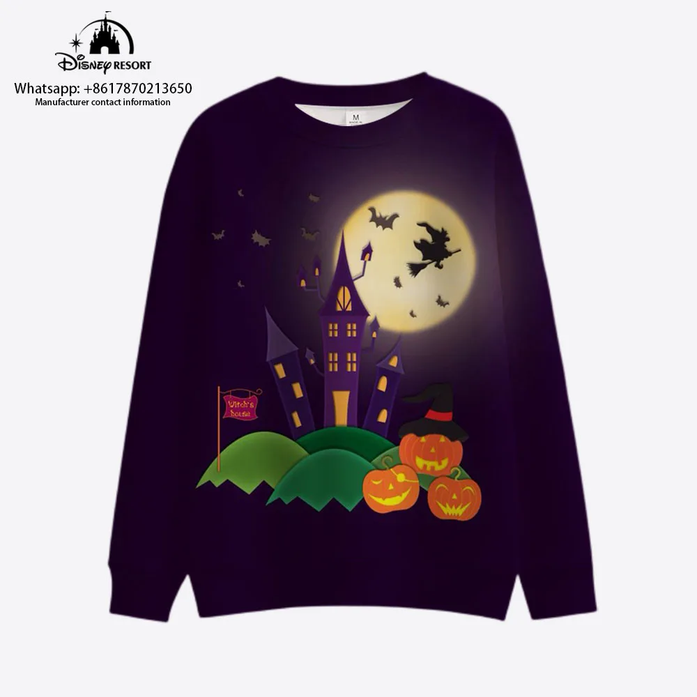 

Horror Halloween Mickey Minnie Pumpkin Head Pattern Print Autumn Harajuku Crew Neck Sweater Casual Women's Pullover Y2K