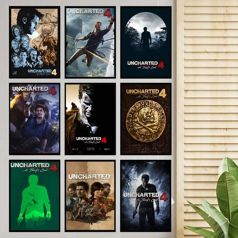 Game Uncharted 4 Poster Self-adhesive Art Room Entrance Restaurant Wall Decor Art Painting