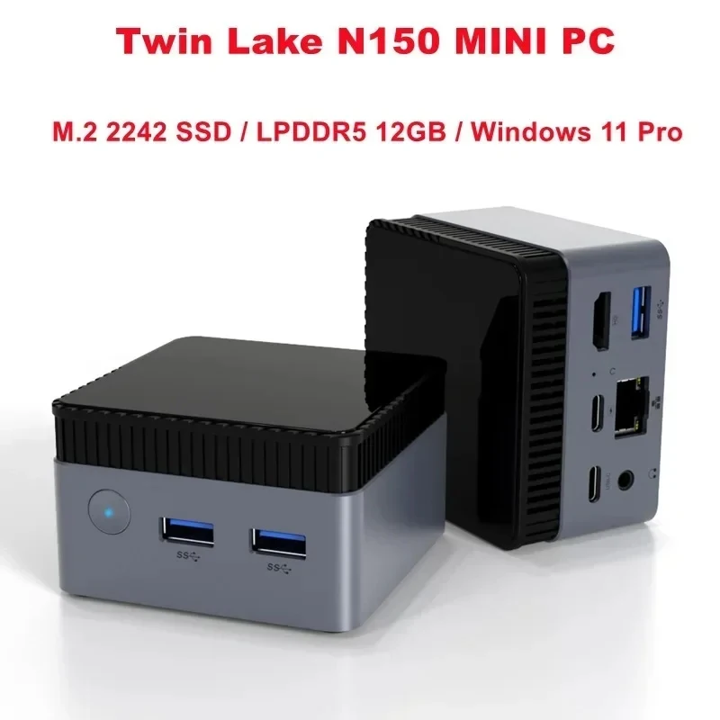 Plus Pocket ミニ PC 第 12 世代インテル アルダーレイク N100 N150 DDR5 12GB 512GB 1000M 5G Wifi5 BT デスクトップ オフィス/ホーム コンピューター TV ボックス