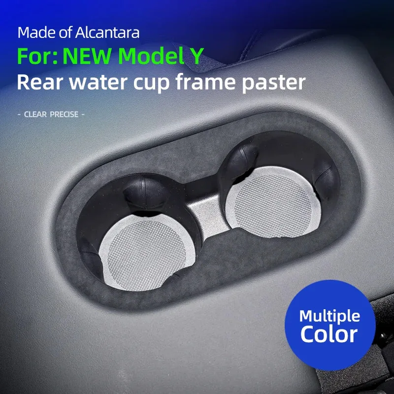 

For Tesla New Model Y 2025 Juniper Launch Long Range Performance，Alcantara Car Back Row Rear Drain Cup Frame Protective Sticker