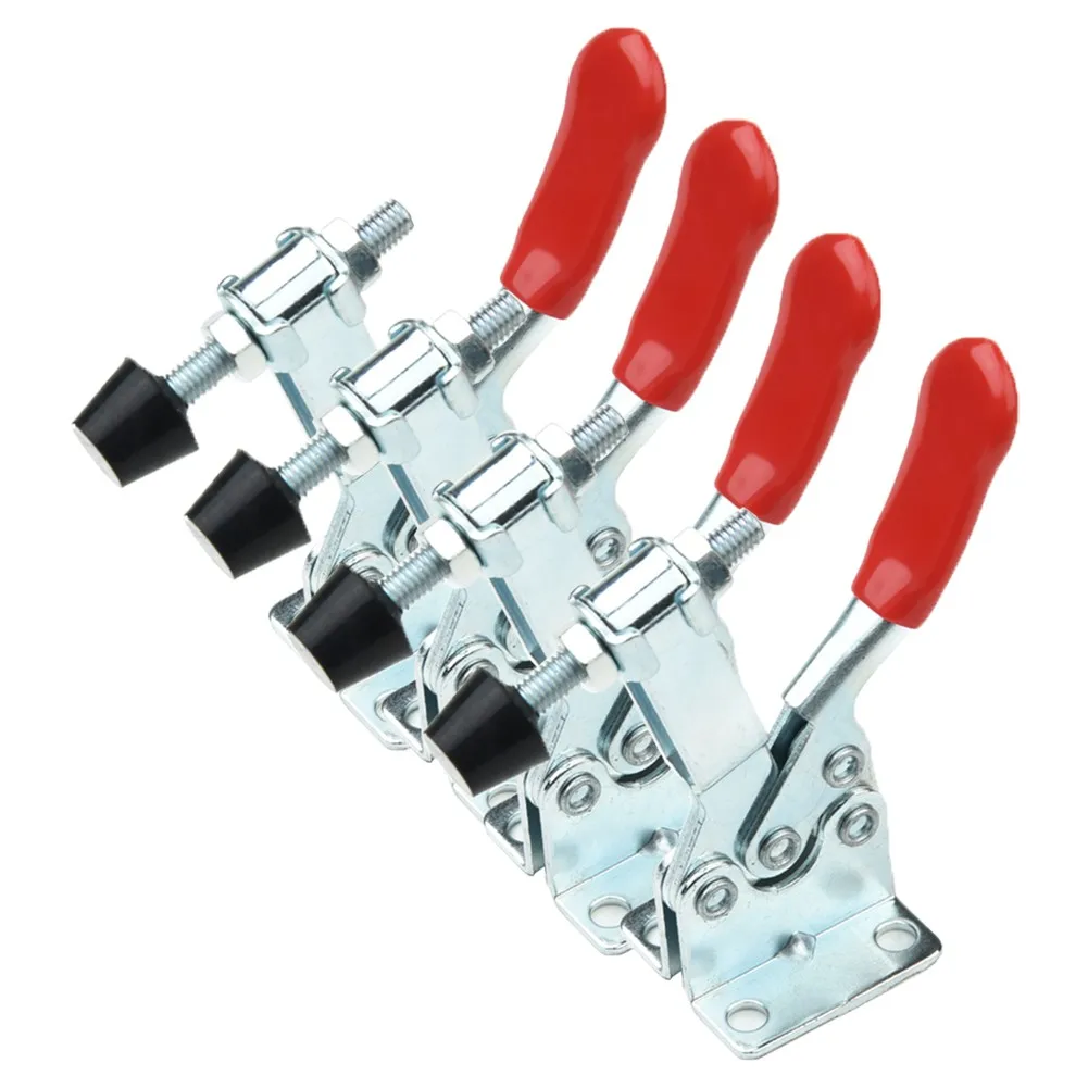 4PCS GH-201B Toggle Clamp 100kg Quick Release Horizontal Clamps Locking Lever Fastener Hand Tool Woodworking Clip