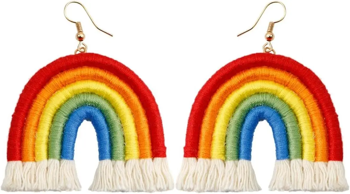 

Rainbow Layered Tassel Beaded LGBT Pride Dangle Earrings Colorful Gay Lesbian Pride Earrings for Women Jewelry