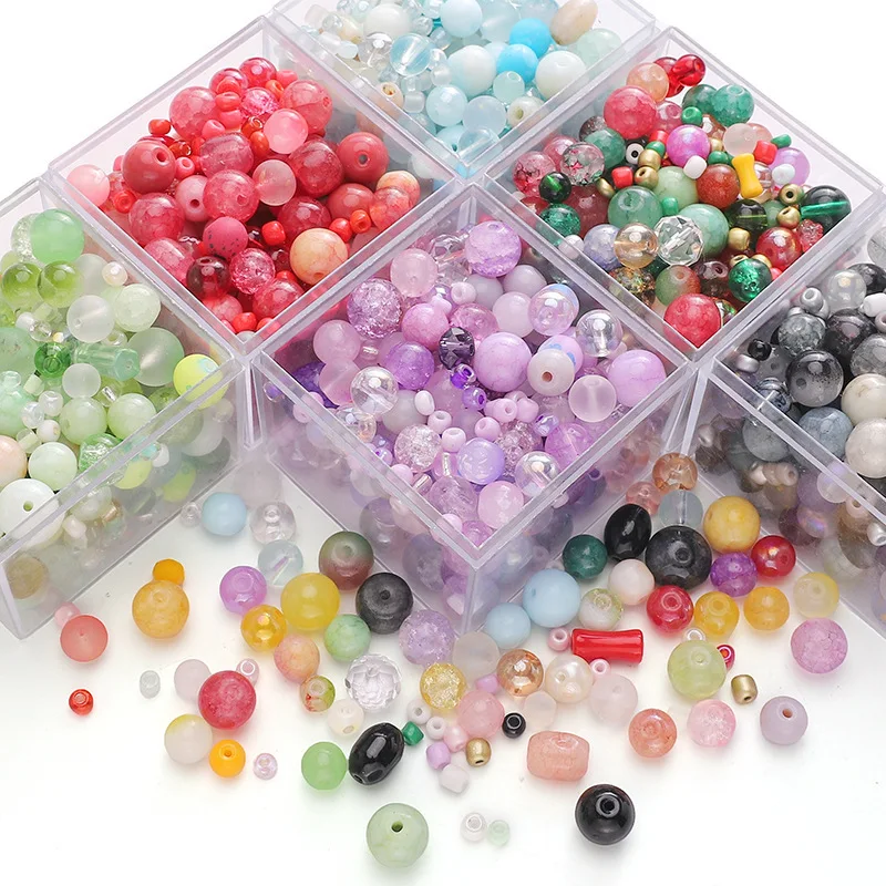 30G/Bag 3-12mm Glass Mixed Beads Colorful Multi-size Spacer Beads Loose Beads Handmade DIY Jewelry Bracelets Earrings Accessory