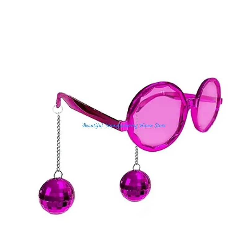 

E56A Ball Pendant Sunglasses for Womens Round Sun Glasses Funny Disco PartyGlasses
