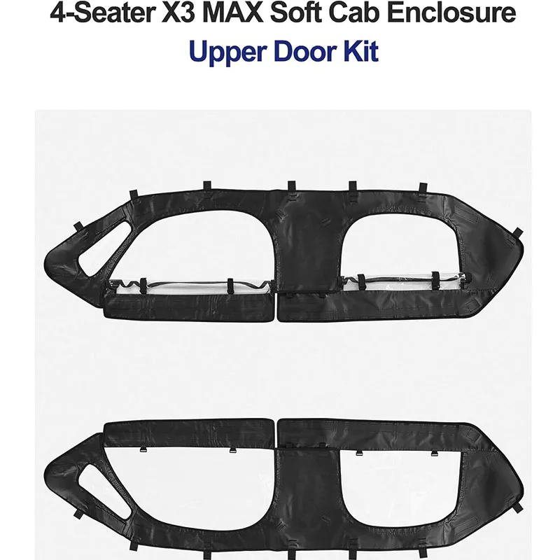 Soft Upper Doors for Can-Am Maverick X3 MAX 2017-2024 (4 Seats) Waterproof PVC Windshield Protection Dustproof Thermal Enclosure